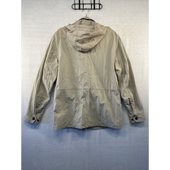 H&M Mens Coat Med Khaki Multi Pocket Button Jacket Hidden Hood Windbreaker *spot - Picture 3 of 15
